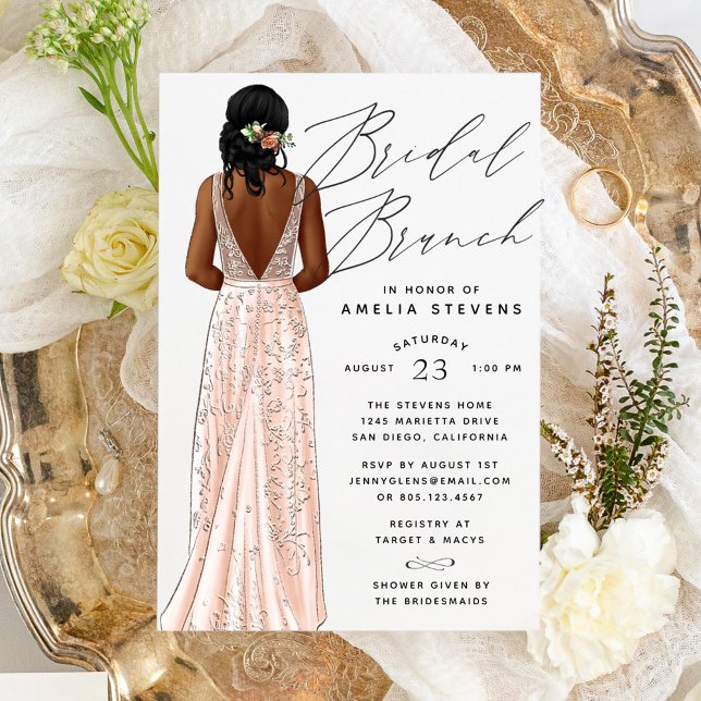 Convite de Brunch de Noiva com Vestido Elegante (Criador carregado)