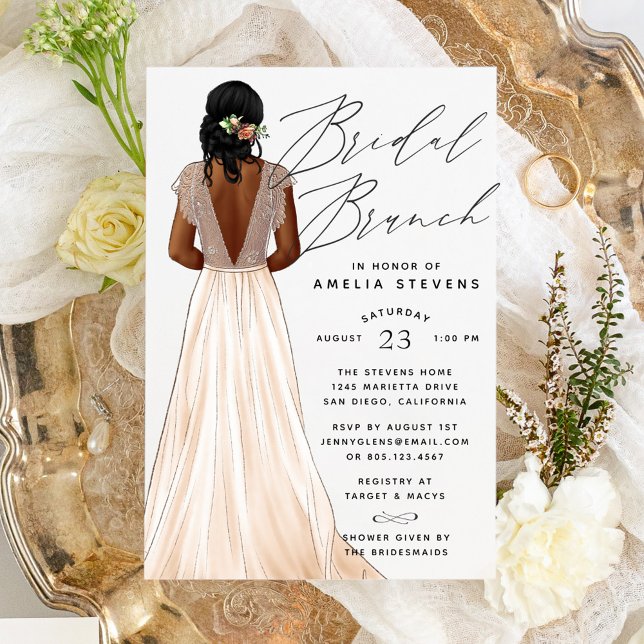 Convite de Brunch de Noiva com Vestido Elegante (Criador carregado)