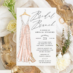 Convite de Brunch de Noiva com Vestido Elegante