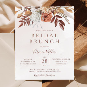 Convite de Brunch de Noiva Floral Boho Outono Econ
