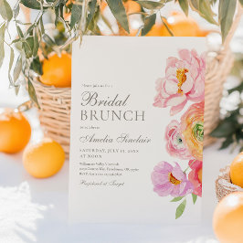 Convite de Brunch de Noiva Floral Brilhante em Aqu