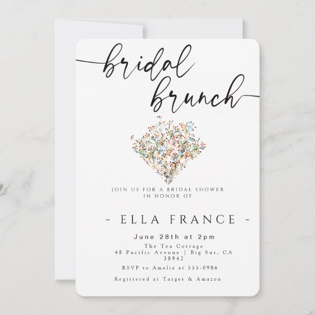 Convite de Brunch de Noiva Minimalista Elegante (Frente)