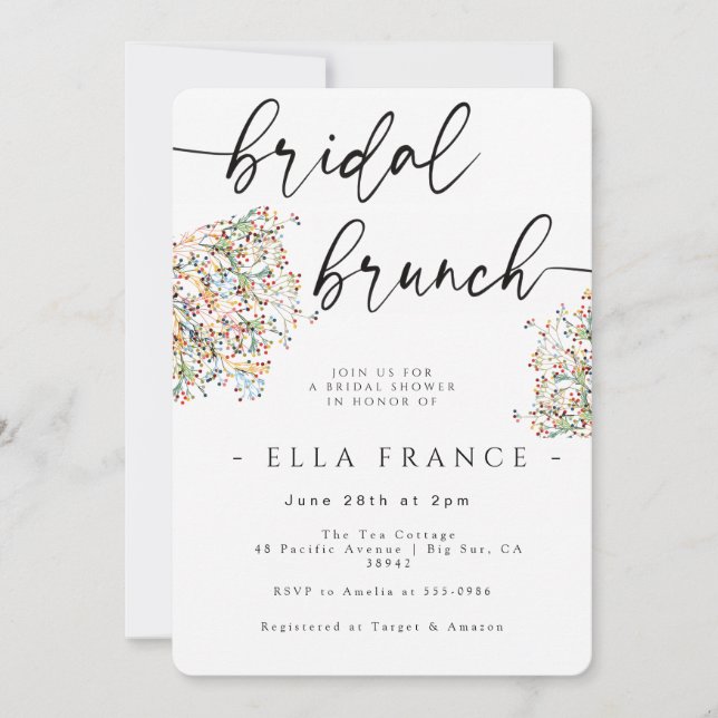 Convite de Brunch de Noiva Minimalista Elegante (Frente)