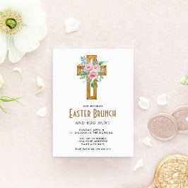 Convite de Brunch de Páscoa com Cruz Floral