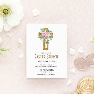 Convite de Brunch de Páscoa com Cruz Floral