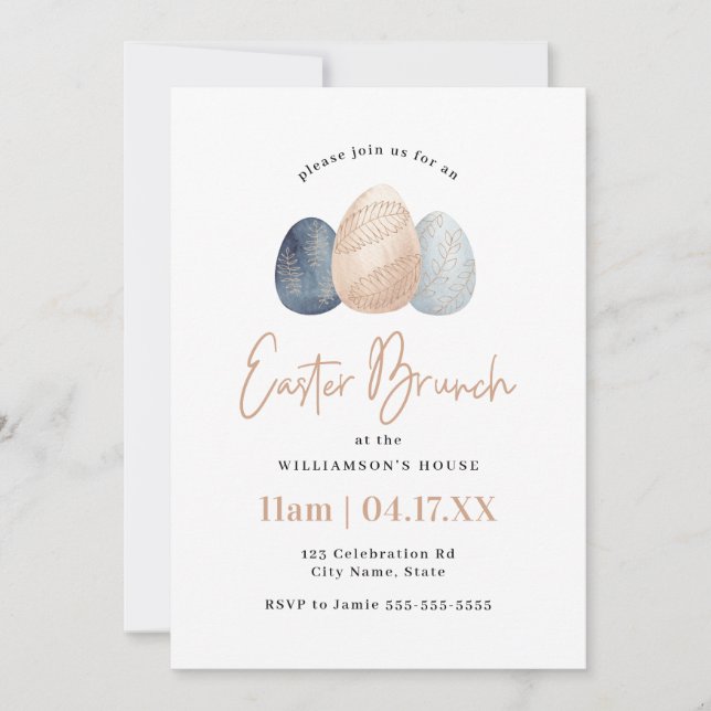 Convite de Brunch de Páscoa de Aquarela Minimalist (Frente)