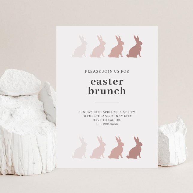 Convite de Brunch de Páscoa do Coelho Minimalista (Criador carregado)