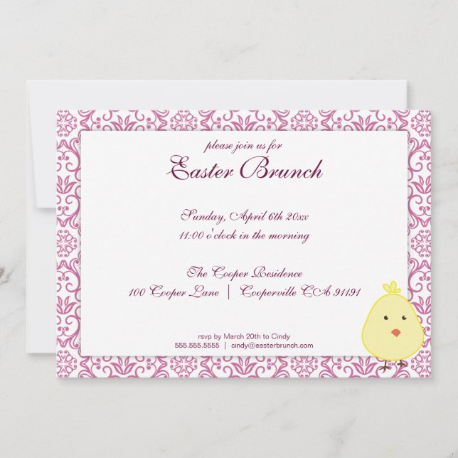 Convite de Brunch de Páscoa Elegante Roxo (Frente)