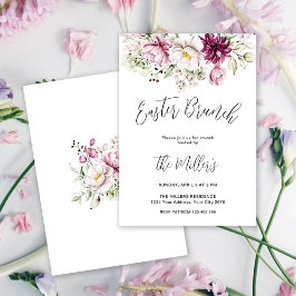 Convite de Brunch de Páscoa Floral Elegante