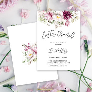 Convite de Brunch de Páscoa Floral Elegante