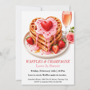 Convite de Brunch de Waffles e Champanhe no Dia do