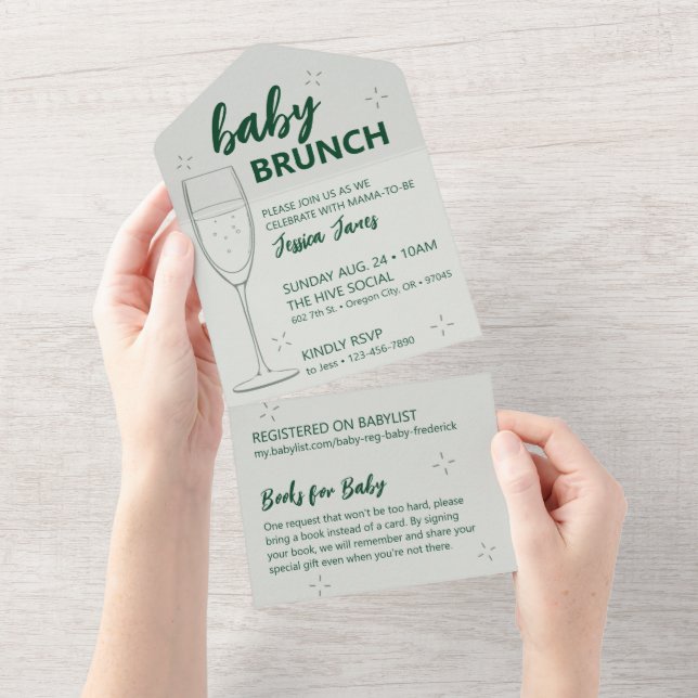 Convite de Brunch do Bebê Verde - Desprenda para L (Tearaway)