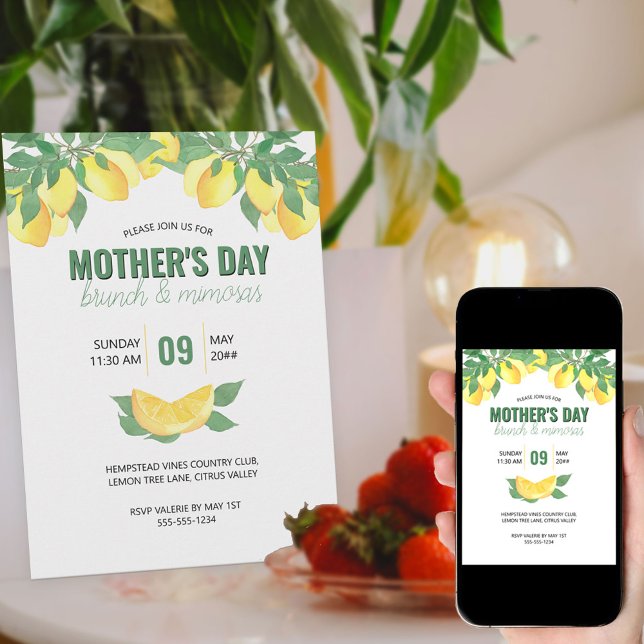 Convite de Brunch do Dia das Mães com Limões Cítri (Criador carregado)