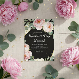 Convite de Brunch do Dia das Mães com Rosas em Aqu