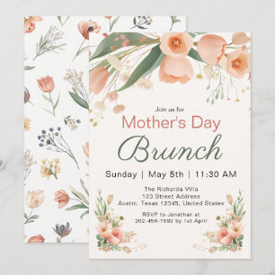 Convite de Brunch do Dia das Mães com Tulipas em A