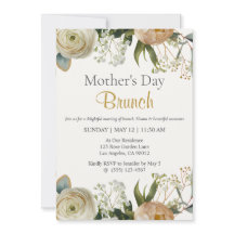Convite de Brunch do Dia das Mães Floral Elegante