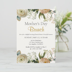 Convite de Brunch do Dia das Mães Floral Elegante