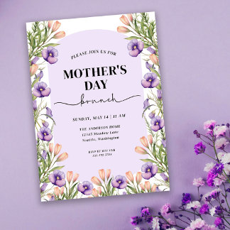 Convite de Brunch do Dia das Mães Floral Elegante