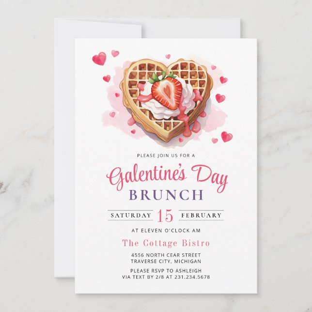 Convite de Brunch do Dia dos Namorados Galentine's (Frente)