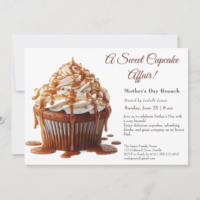 Convite de Brunch do Dia dos Pais – Cupcake Doce (Frente)