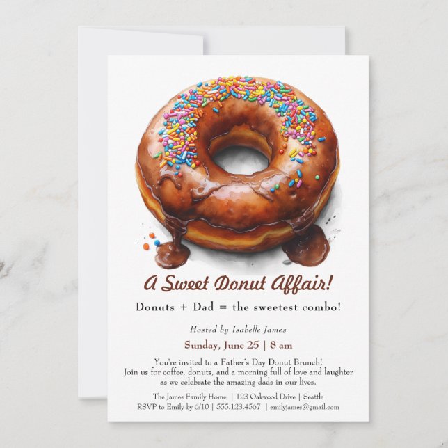 Convite de Brunch do Dia dos Pais – Festa de Donut (Frente)