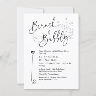 Convite de Brunch e Bubbly com Letra Minimal