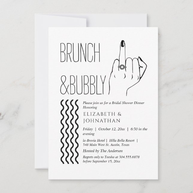 Convite de Brunch e Bubbly com Texto Mínimo (Frente)