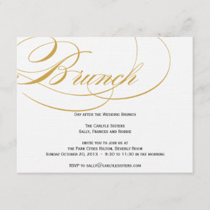 Convite de Brunch Elegant Script - Dourado