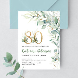 Convite de Brunch Elegante de Flores para 80º Aniv