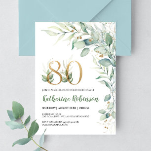 Convite de Brunch Elegante de Flores para 80º Aniv