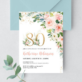 Convite de Brunch Elegante Floral para 80º Anivers