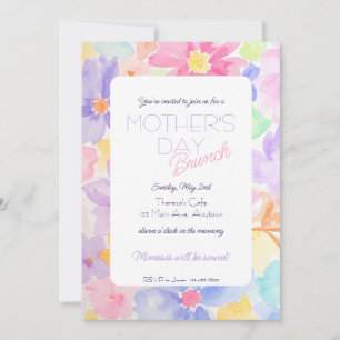 Convite de Brunch Floral em Aquarela para o Dia da