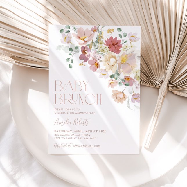 Convite de Brunch Floral para Bebê (Criador carregado)