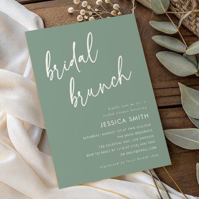 Convite de Brunch Nupcial com Letra Simples em Ver (Criador carregado)