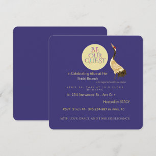 Convite de Brunch Nupcial de Luxo Grou Elegante