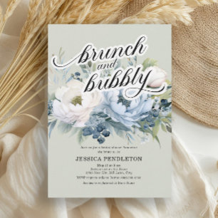 Convite de Brunch Nupcial Espumante Azul Poeirento