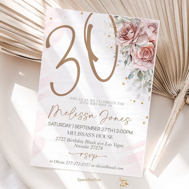 Convite de Brunch para aniversário de 30 anos (30th birthday Invitation,Brunch Invitation,30th birthday invite,for her Adult Birthday,boho party bi)
