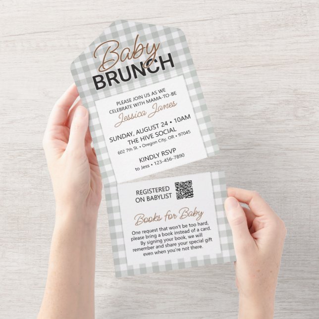 Convite de Brunch para Bebê com Verificador Verde  (Tearaway)