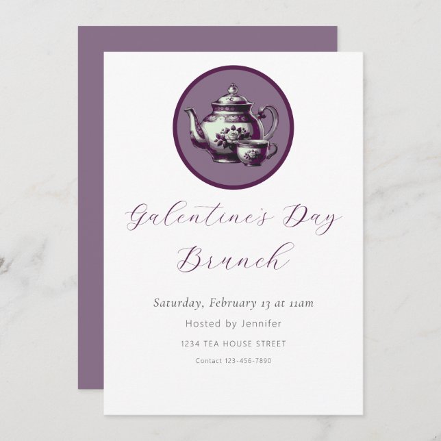 Convite de Brunch para o Dia de Galentine (Frente/Verso)
