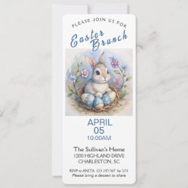 Convite de Brunch páscoa com coelho Páscoa.