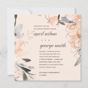 CONVITE DE BRUNCH PÓS-CASAMENTO FLORAL LARANJA ROS