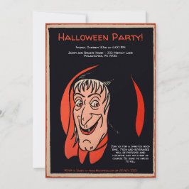 Convite de Bruxa Personalizável Retro
