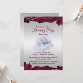 Convite de Burgundy e Silver Aniversário