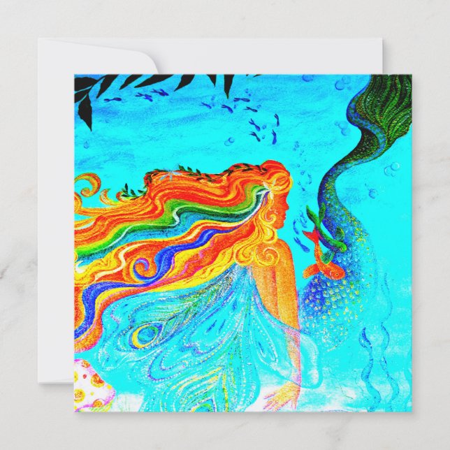 convite de cabelo da sereia do arco-íris (Frente)