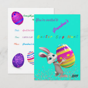 Convite de Caça ao Ovo do Coelho da Páscoa com Con