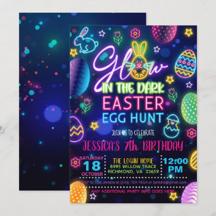 Convite de Caça aos Ovos de Páscoa com Luz Noturna