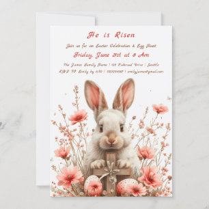 Convite de Caça aos Ovos de Páscoa "Ele Ressuscito