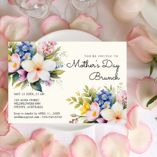 Convite de café da mãe com flores de aquarela