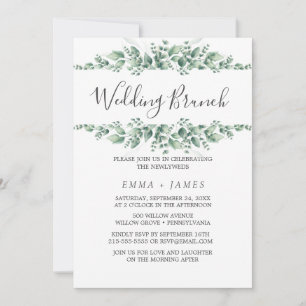 Convite de Café da Manhã de Casamento com Folhagem