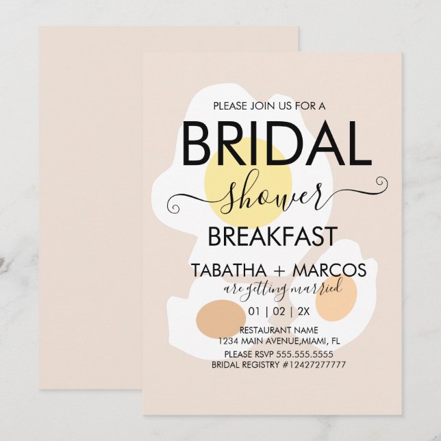 Convite de Café da Manhã de Chuveiro de Noiva com  (Frente/Verso)